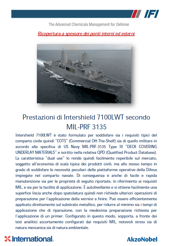 Prestazioni di Intershield 7100LWT secondo MIL-PRF 3135